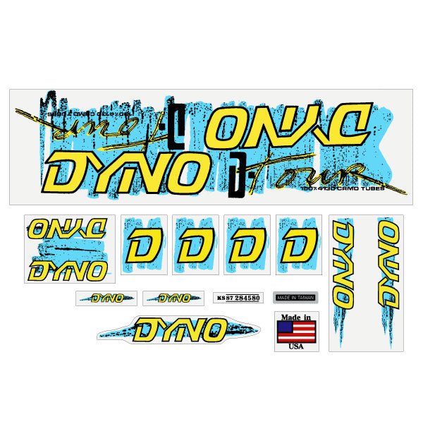 DYNO - 1987 D TOUR on clear decal set - old school bmx - Bmx Products AU