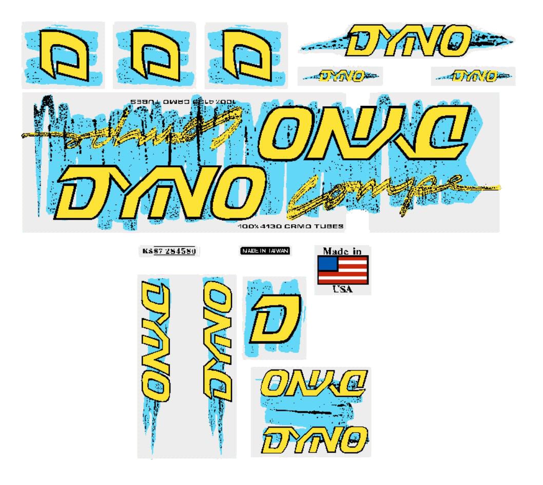 DYNO -1987 PRO COMPE on clear decal set - Bmx Products AU