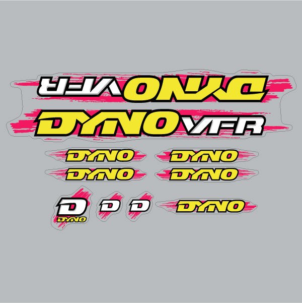DYNO - 1990 VFR decal set for blue or black frames - old school bmx - Bmx Products AU