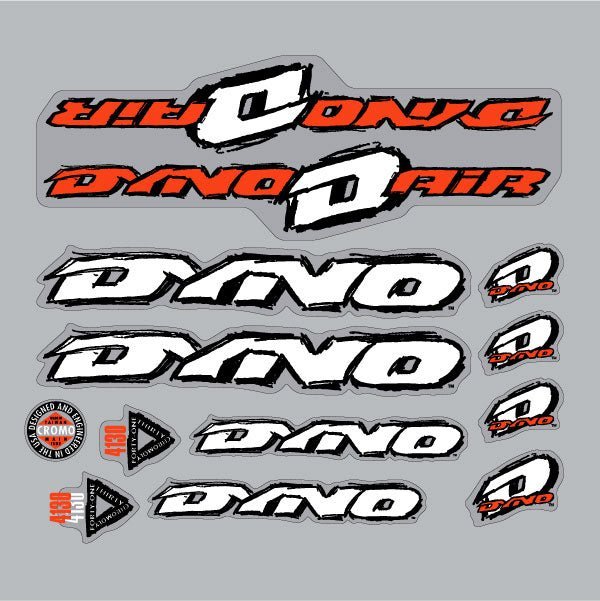 DYNO - 1993 AIR decal set with white text for chrome frame - old school bmx - Bmx Products AU