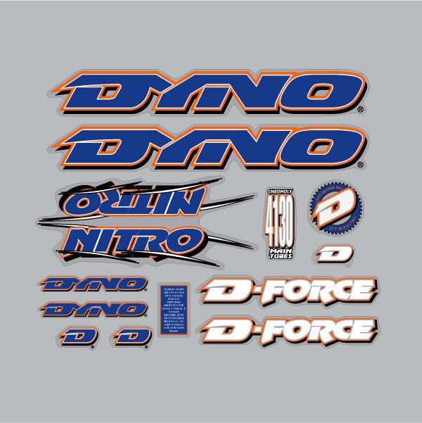 DYNO - 1996 NITRO decal set for BLUE frame - old school bmx - Bmx Products AU