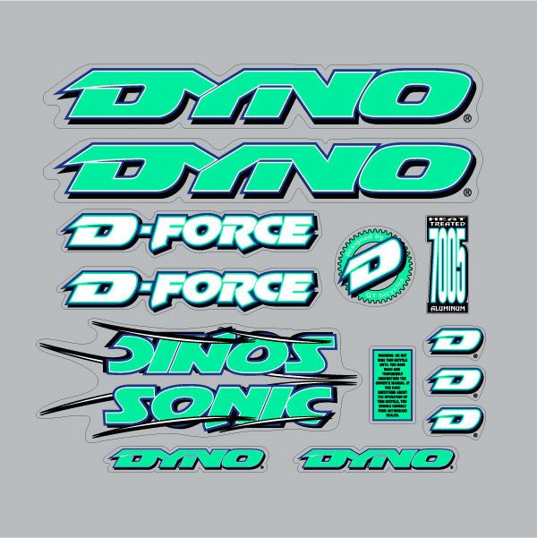 DYNO - 1996 SONIC decal set for polished frame - old school bmx - Bmx Products AU