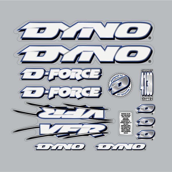 DYNO - 1996 VFR decal set for red frame - old school bmx - Bmx Products AU