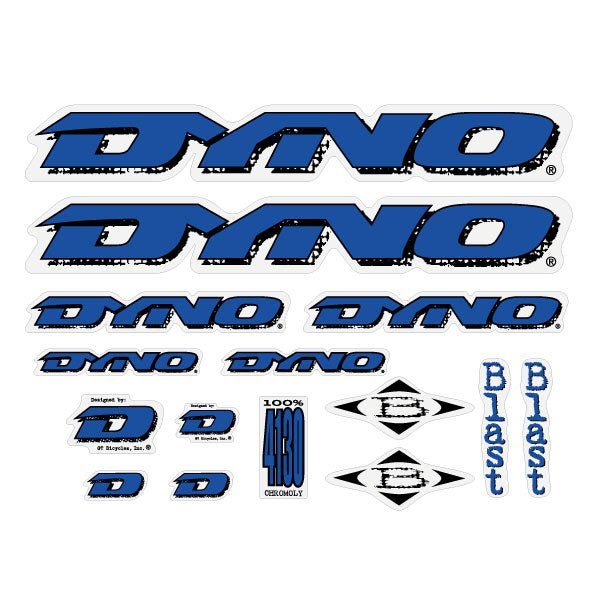DYNO - 1997 BLAST blue decal set on clear - old school bmx - Bmx Products AU