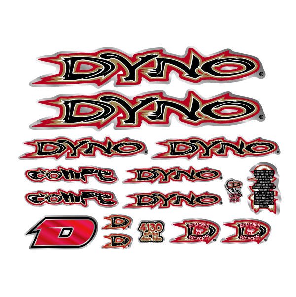 DYNO - 1999 COMPE decal set for chrome frame - old school bmx - Bmx Products AU