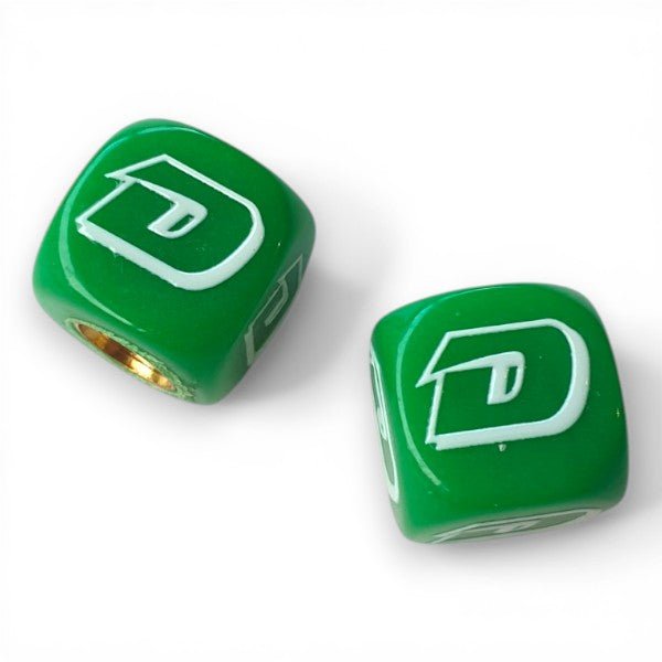 DYNO - one color Dice Tire Valve Caps (Pair) - Green - old school bmx - Bmx Products AU