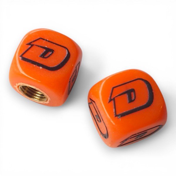 DYNO - One color Dice Tire Valve Caps (Pair) - Orange - old school bmx - Bmx Products AU