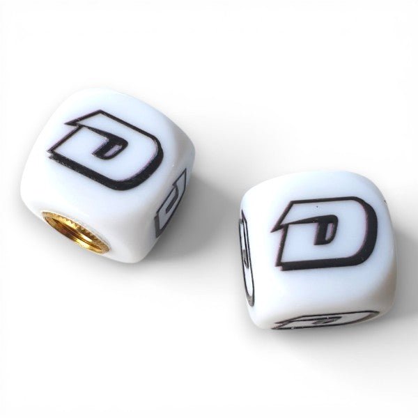DYNO - One color Dice Tire Valve Caps (Pair) - White - old school bmx - Bmx Products AU
