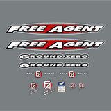 Free Agent - GROUND ZERO - 1996 decal set for black frame - old school bmx - Bmx Products AU