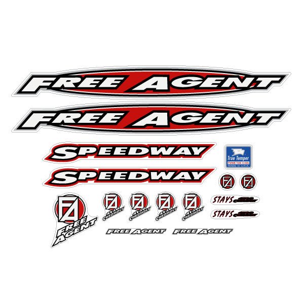 Free Agent - SPEEDWAY - 1996 decal set for blue frame - old school bmx - Bmx Products AU