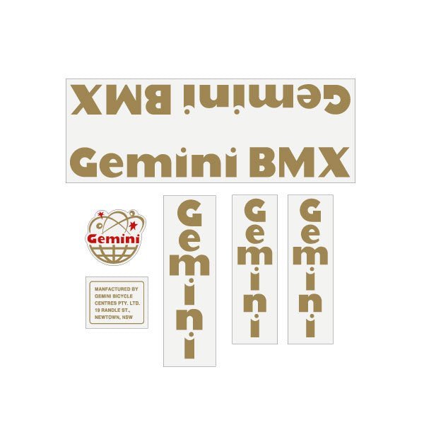 Gemini - Bmx GOLD decal set - old school bmx - Bmx Products AU