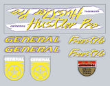 General - Hustler Pro Freesyle Fluro Yellow Purple on clear decal set - old school bmx - Bmx Products AU