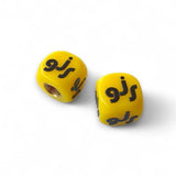 GJS - Logo Dice Tire Valve Caps (Pair) - YELLOW - old school bmx - Bmx Products AU