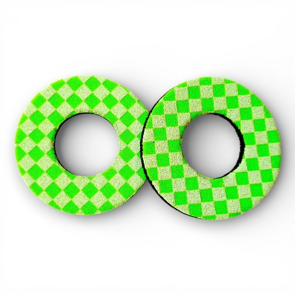 Grip Donuts - (Pair) - FLURO GREEN - CHECKER - old school bmx - Bmx Products AU
