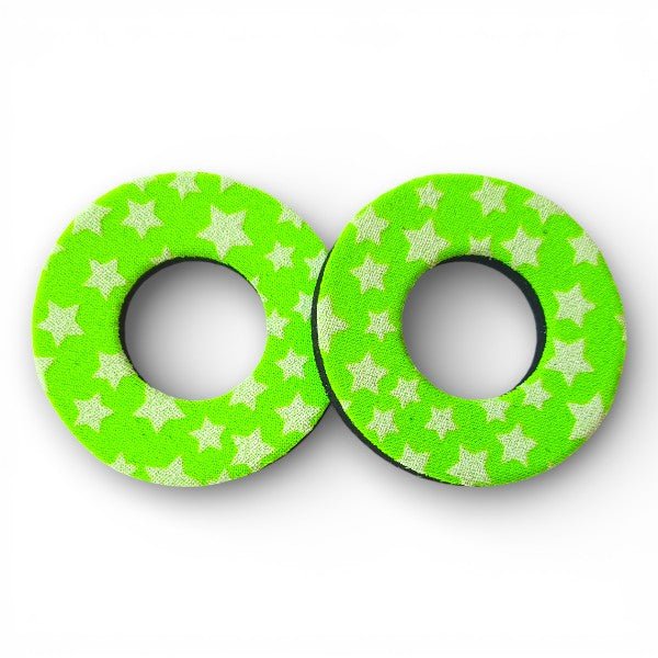 Grip Donuts - (Pair) - FLURO GREEN - STARS - old school bmx - Bmx Products AU