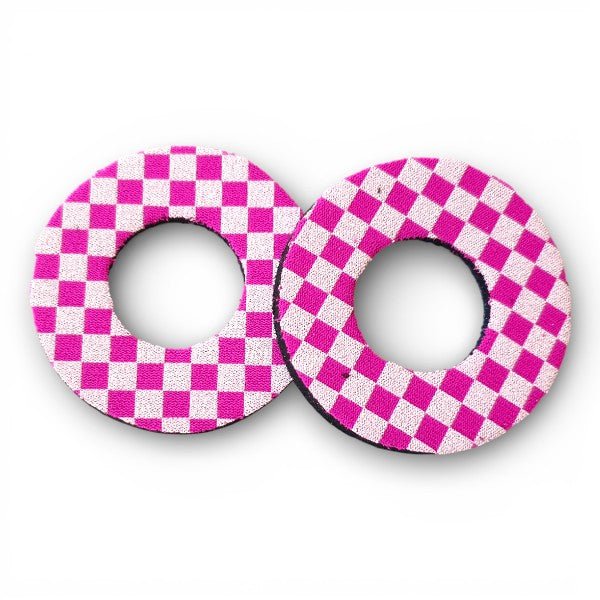 Grip Donuts - (Pair) - MAGENTA - CHECKER - old school bmx - Bmx Products AU