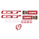 GT - 2008 Compe Red White Clear decal set - Old school bmx