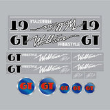 GT - 1985 World Tour Freestyle decal set on clear - Old school bmx - Bmx Products AU