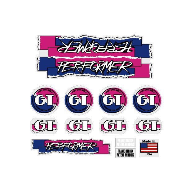 GT - 1987 Performer - on Clear decal set - Old school bmx - Bmx Products AU