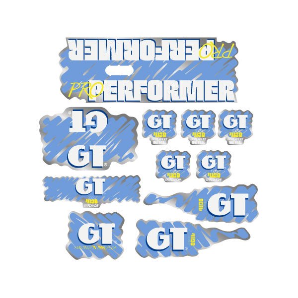 GT - 1988 PRO Performer decal set for Pink frame - on Chrome - Old school bmx - Bmx Products AU