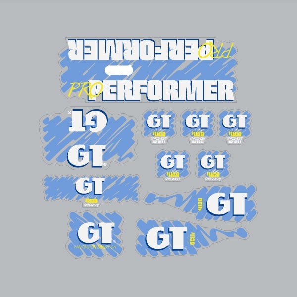 GT - 1988 PRO Performer decal set for Pink frame - on Clear - Old school bmx - Bmx Products AU