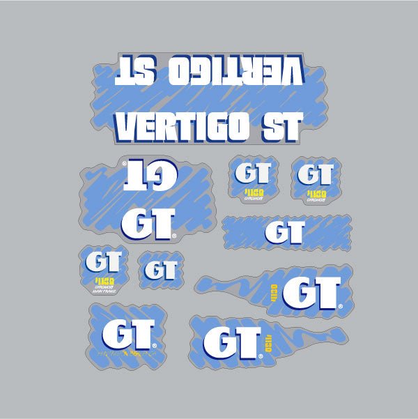 GT - 1988 Vertigo ST decal set for Pink frame - on Clear - Old school bmx - Bmx Products AU