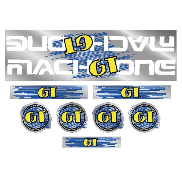 GT - 1989 Mach One - White on Chrome - decal set - Old school bmx - Bmx Products AU
