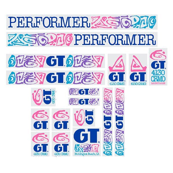 GT - 1989 Performer - Blue on Clear decal set - Old school bmx - Bmx Products AU