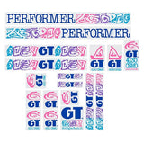 GT - 1989 Performer - Blue on Clear decal set - Old school bmx - Bmx Products AU