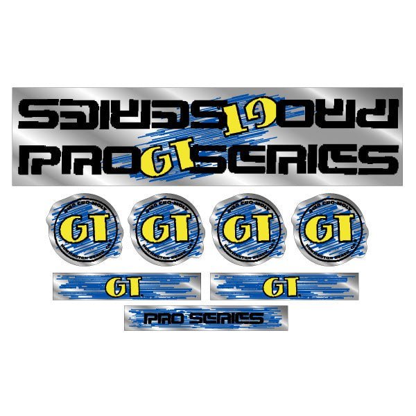 GT - 1989 Pro Series - Black on Chrome - decal set - Old school bmx - Bmx Products AU