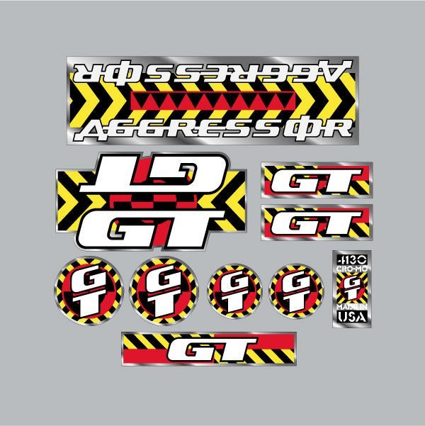 GT - 1990 Aggressor - on Chrome decal set - Old school bmx - Bmx Products AU