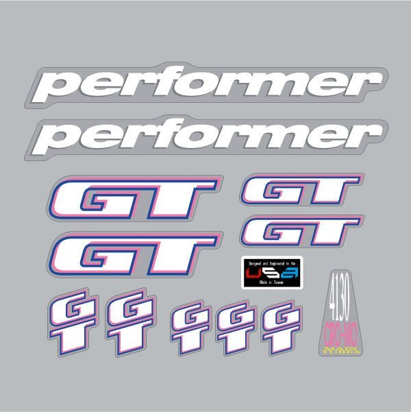GT - 1990 Performer for red frame - on Clear decal set - Old school bmx - Bmx Products AU