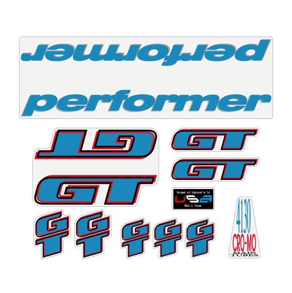 GT - 1990 Performer for white frame - on Clear decal set - Old school bmx - Bmx Products AU