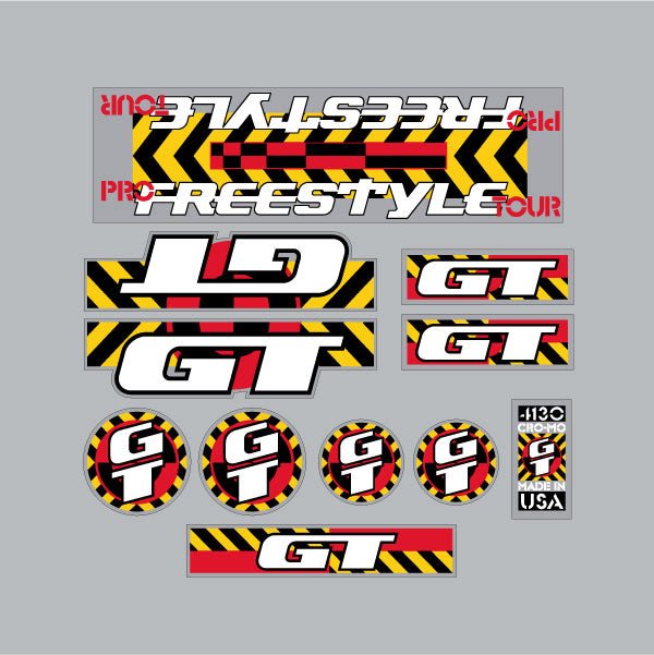 GT - 1990 Pro Freestyle TOUR - on Clear decal set - Old school bmx - Bmx Products AU