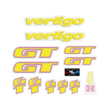 GT - 1990 Vertigo - for blue frame on Clear decal set - Old school bmx - Bmx Products AU