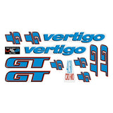 GT - 1990 Vertigo - for white frame on Clear decal set - Old school bmx - Bmx Products AU