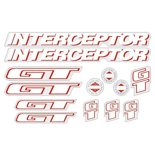 GT - 1992 Interceptor - for Blue frame - decal set - Old school bmx - Bmx Products AU