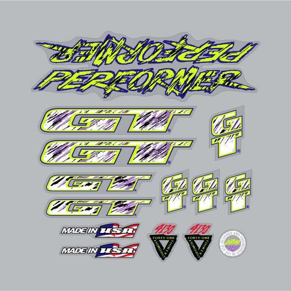 GT - 1993 Performer Decal set - For Black frame - Old school bmx - Bmx Products AU