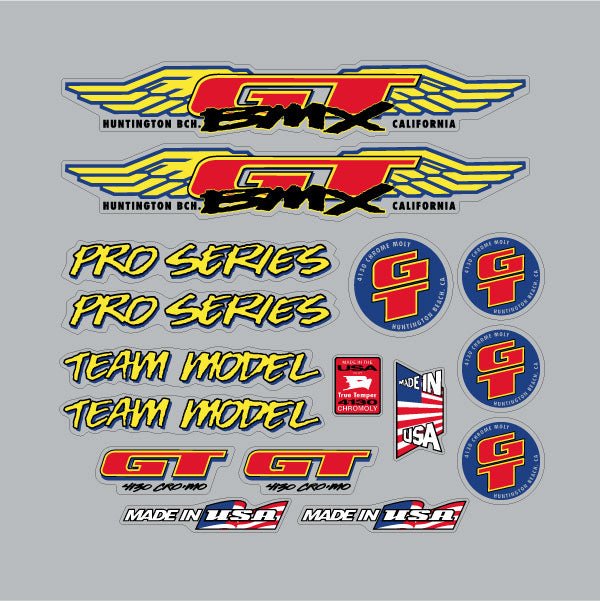 GT - 1993 Pro Series Team - Clear decal set - Old school bmx - Bmx Products AU