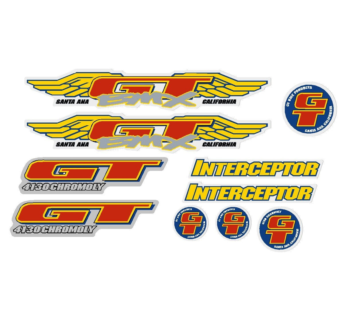 GT - 1994 Interceptor - for black frame - decal set - Old school bmx - Bmx Products AU