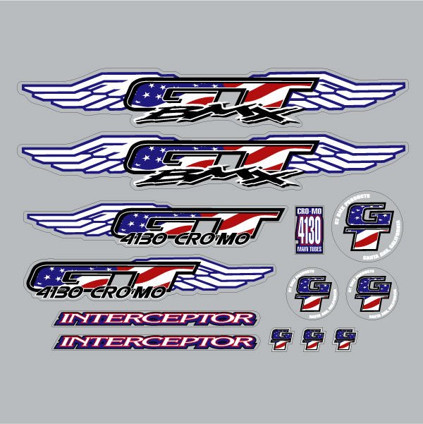 GT - 1997 Interceptor CUSTOM USA FLAG decal set - Old school bmx – Bmx ...