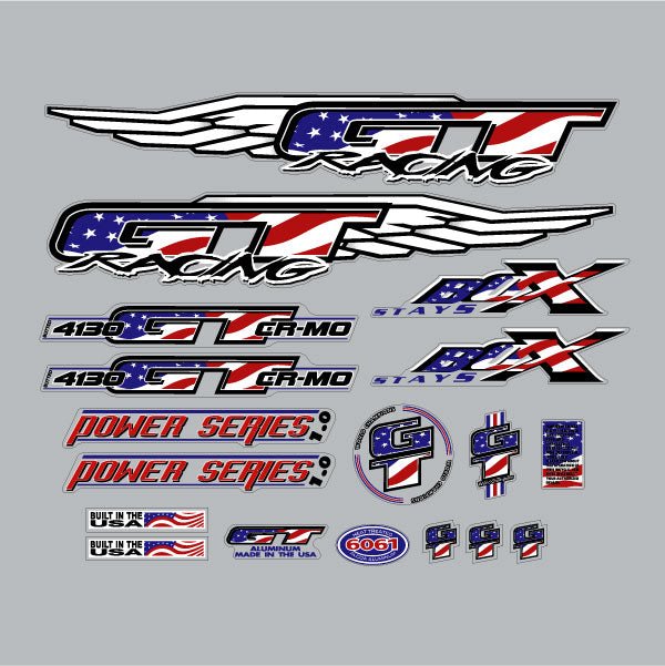 GT - 1998 Power Series 1.0 - USA FLAG decal set - Bmx Products AU