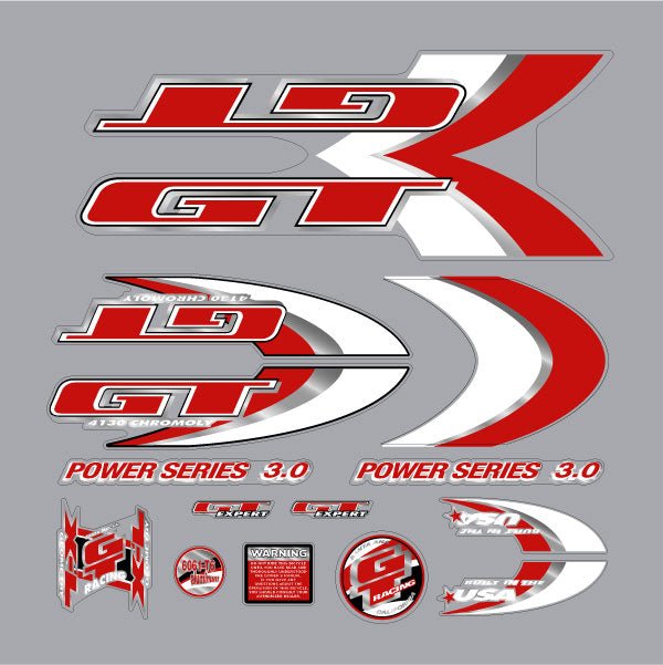 GT - 1999 Power Series 3.0 decal set - for black frame - Old school bmx - Bmx Products AU