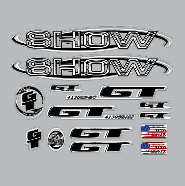 GT - 1999 - SHOW decal set - For Blue frame - Old school bmx - Bmx Products AU