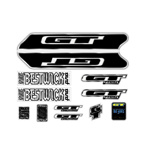 GT - 2001 Jamie Bestwick Pro Model - black for grey frame decal set - Old school bmx - Bmx Products AU
