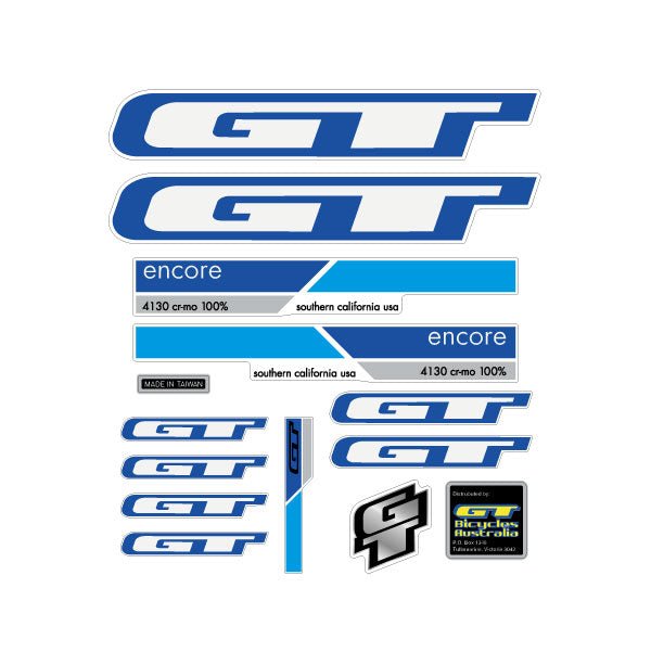 GT - 2005 ENCORE decal set for white frame - Bmx Products AU
