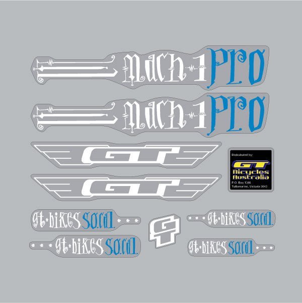 GT - 2006 Mach One PRO - for black frame Clear decal set - Old school bmx - Bmx Products AU