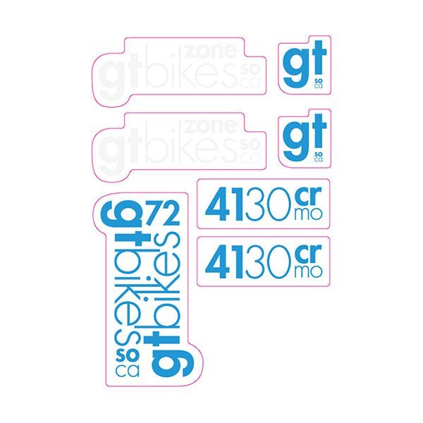 GT - 2009 Zone - Blue White Clear decal set - old school bmx - Bmx Products AU