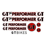 GT - 2012 Perfomer 26 decal set on clear - Old school bmx - Bmx Products AU
