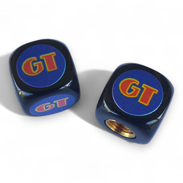 GT - 80's COIN logo Dice Tire Valve Caps (Pair) - Black - old school bmx - Bmx Products AU
